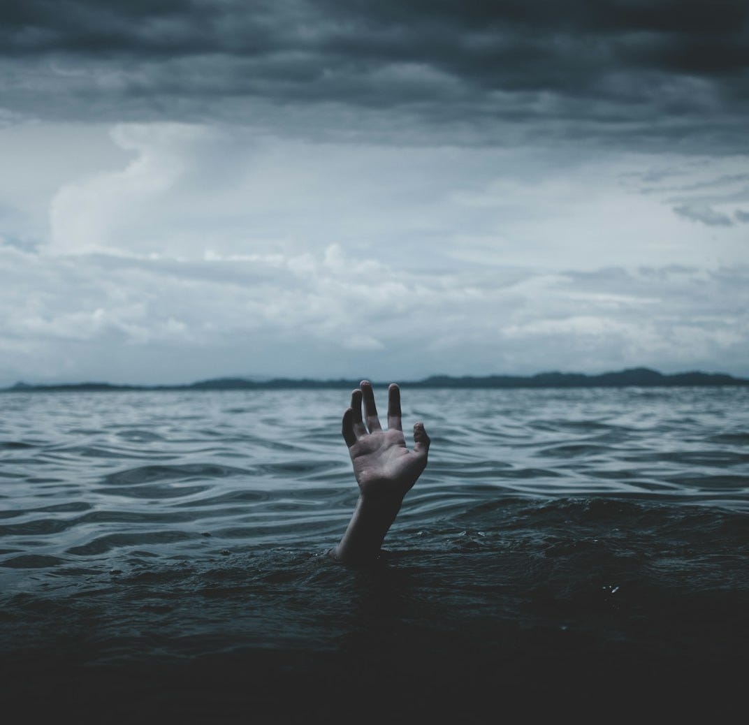 a person drowns underwater