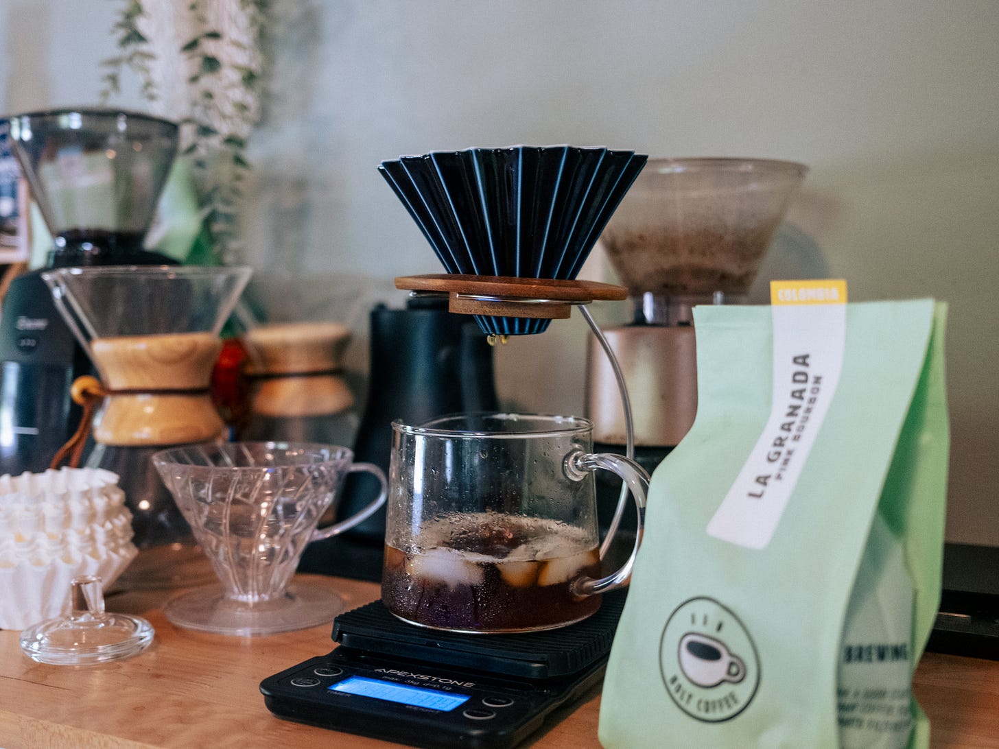 Chris' flash-brew pourover setup