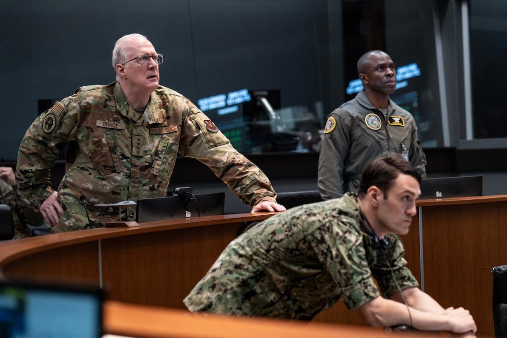 A House of Dynamite: Tracy Letts and Gbenga Akinnagbe. Photograph: Eros Hoagland/Netflix