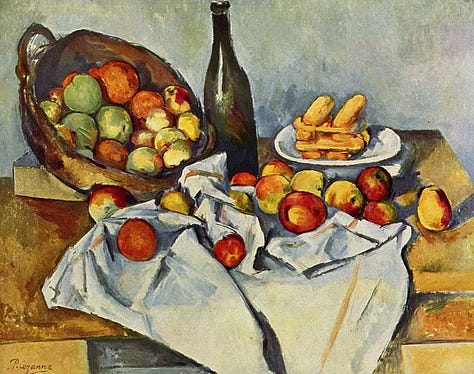 Image credits from top-right clockwise: "Still Life with Skull" by Paul Cezanne (1898), āStill Life with a Basket of Fruit and a Bunch of Asparagus" by Louisse Moillon (1630), āStill Life with Fruits in Porcelainā by Jacob van Es (1630), āStill Life with a Pewter Jug and Pink Statuette by Henri Matisse (1910), āThe Basket of Applesā by Paul Cezanne (1895), Vanitas Still Life by Dutch artist Pieter Claesz (1630s)
