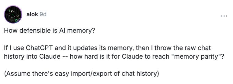Alok on how defensible is AI memory