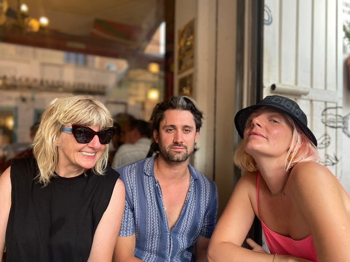 People sat outside in a bar