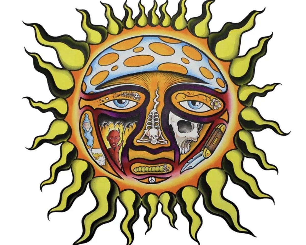 The Sublime sun artwork was featured on the cover of the band’s record, ‘40 oz. to Freedom.’ Courtesy of wallpapers.com. The Sublime sun artwork was featured on the cover of the band’s record, ‘40 oz. to Freedom.’ Courtesy of wallpapers.com.