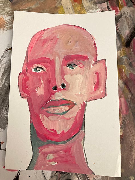 4x6 men portraits in gouache on paper