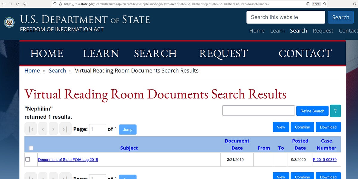 Truth Is Stranger Than Fiction: The US Department of State Requesting Documents Pertaining to the Buried NEPHILIM