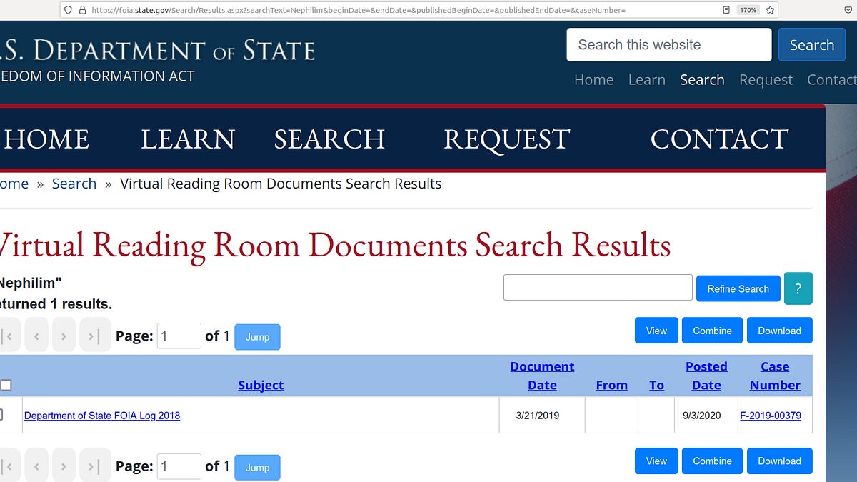 Truth Is Stranger Than Fiction: The US Department of State Requesting Documents Pertaining to the Buried NEPHILIM