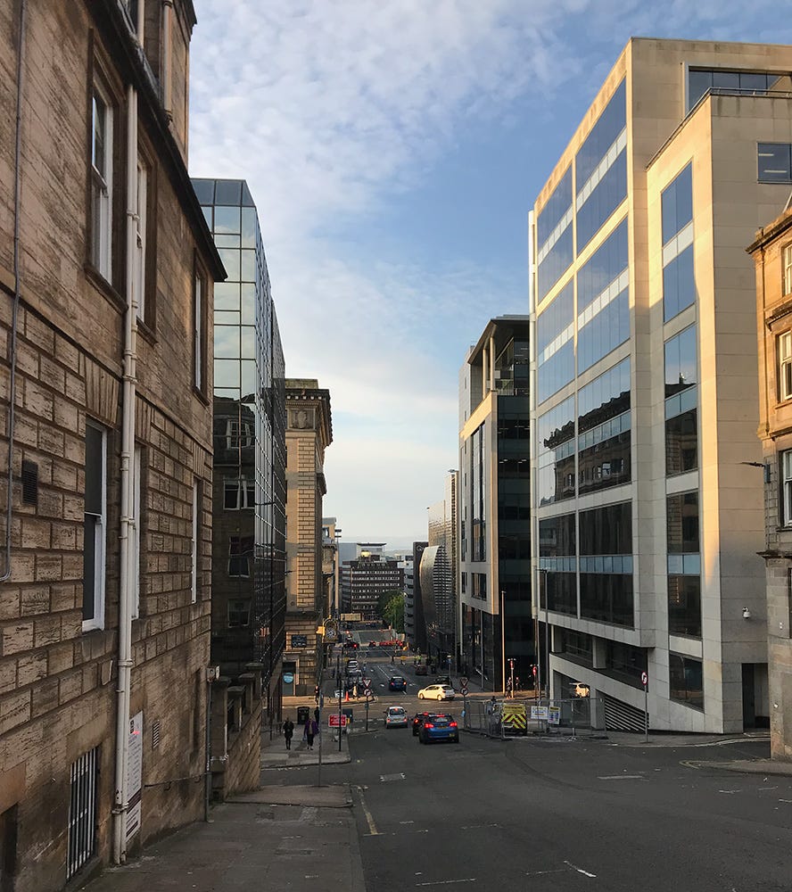 Photograph of Glasgow city centre, September 2022.