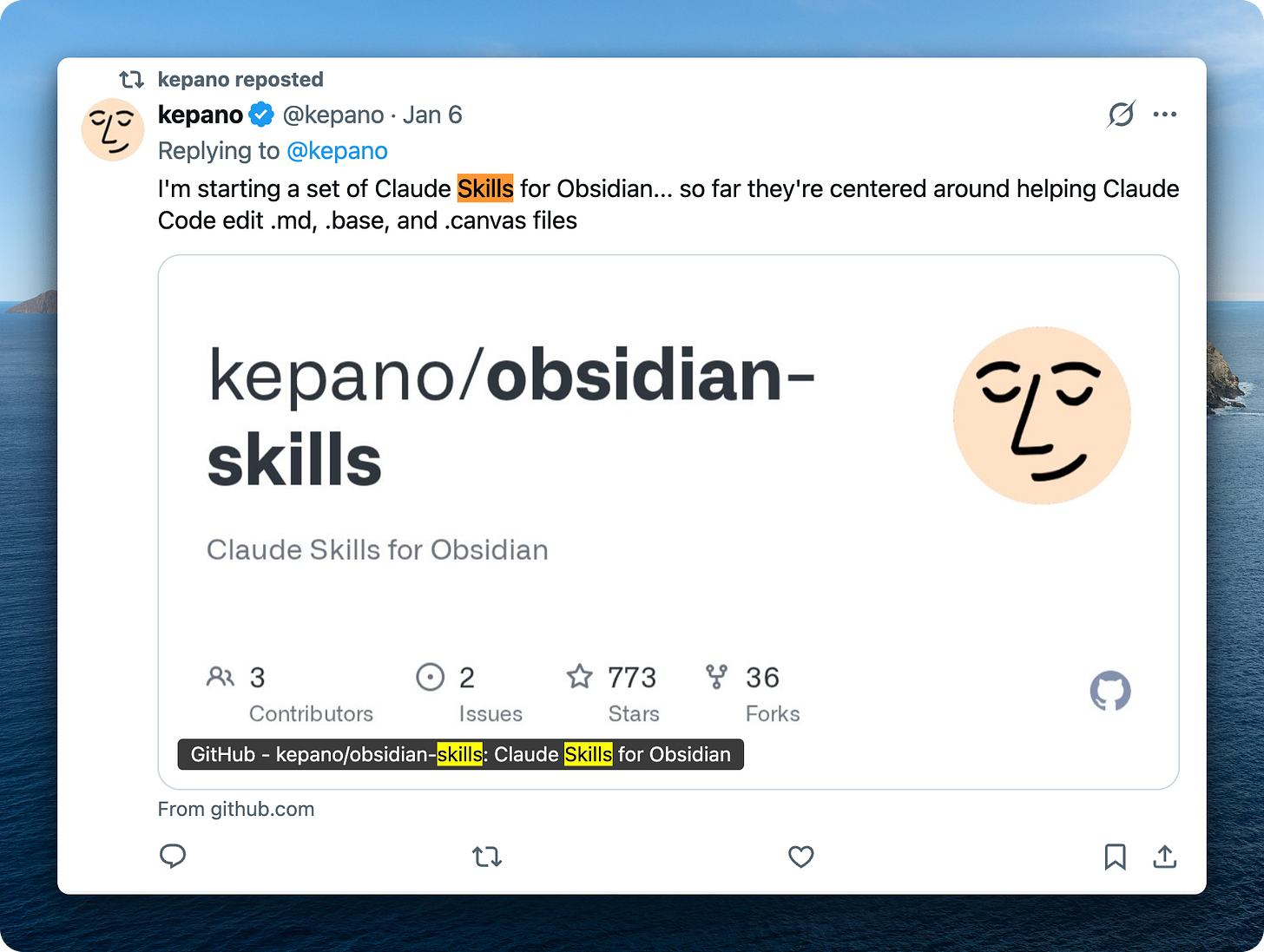 Kepano tweet