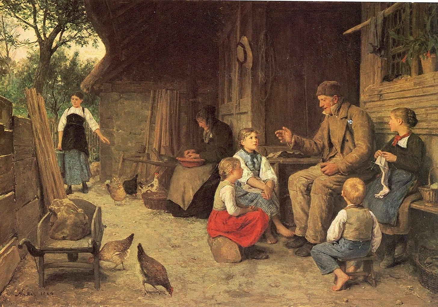 The grandfather tells the story, 1884 by Albert Anchor: History, Analysis &  Facts | Arthive