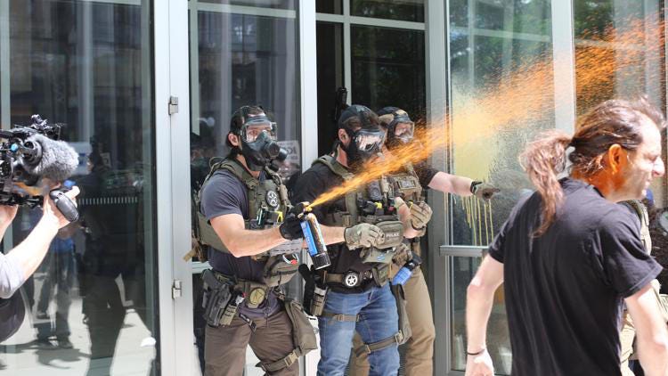 Chemical irritants sprayed at protesters outside St. Paul federal courthouse Chemical irritants sprayed at protesters outside St. Paul federal courthouse