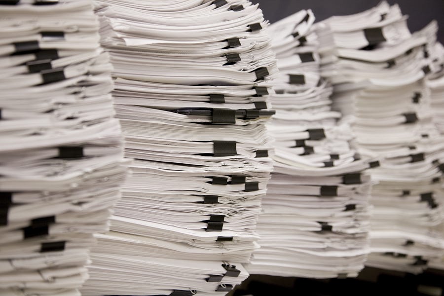 Stacks and stacks of paperwork