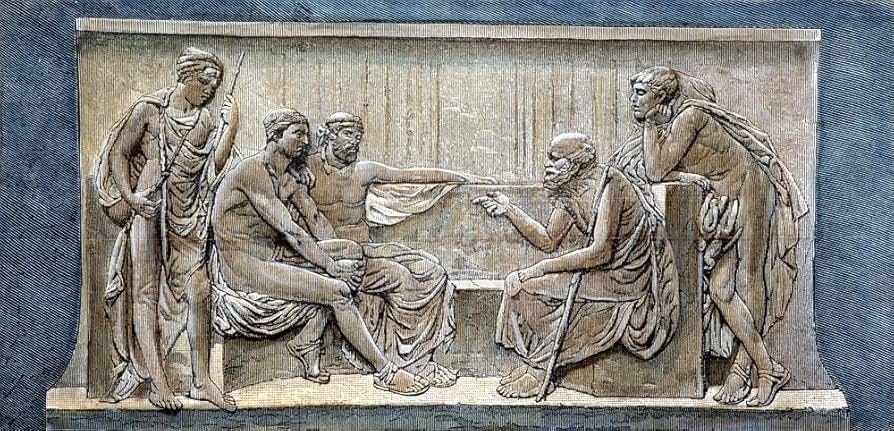 Amazon.com: Socrates (C380-C450) Nsocrates Teaching The People In The Agora  Engraving 19Th Century After A Bas-Relief Poster Print by (18 x 24):  Posters & Prints