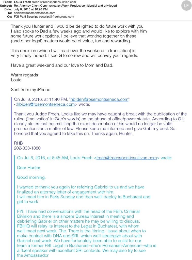 The emails between Hunter Biden and Louis Freeh. The emails between Hunter Biden and Louis Freeh.