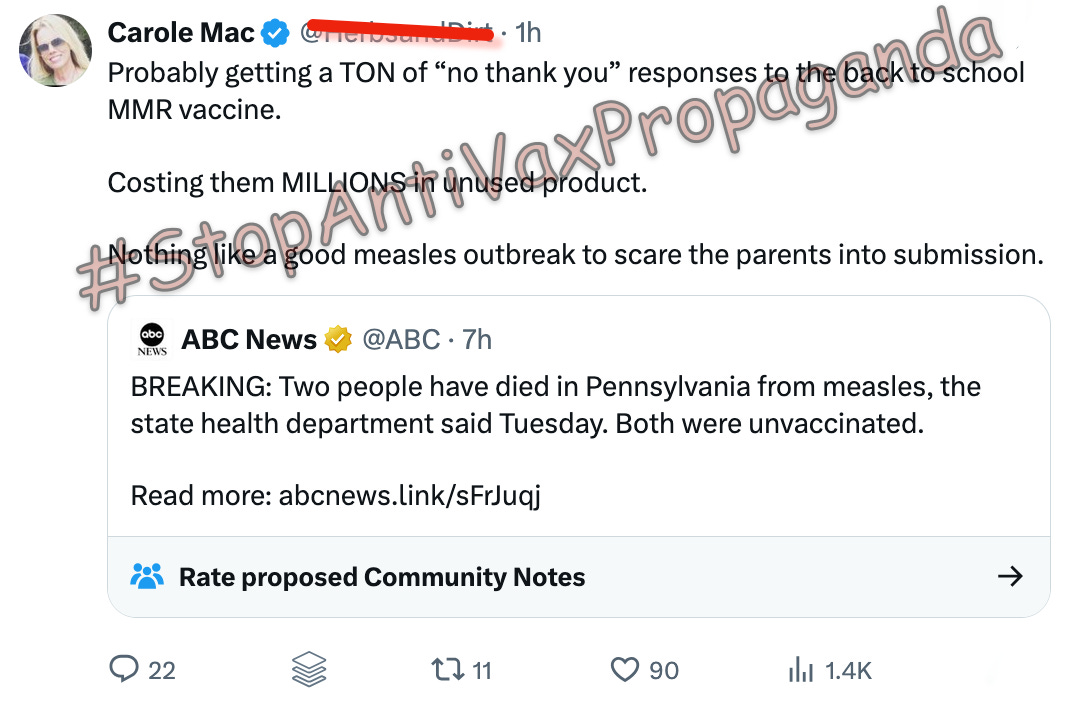 I’m not surprised that they are pitching this as a conspiracy theory, but then why wait until school already started? And why only two deaths? A good back-to-school measles conspiracy should have been announced weeks ago and likely would have needed a few more deaths to really scare parents into vaccinating their kids, no?