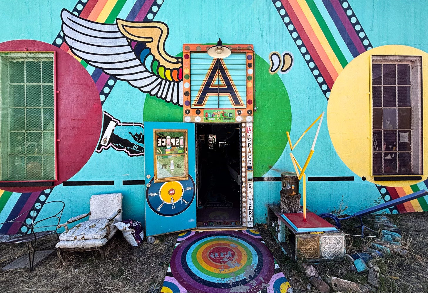Colorful mural on outside of art gallery