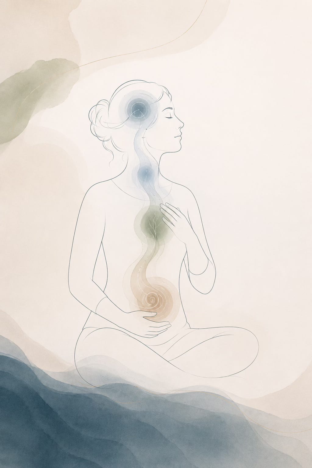 Gentle illustration of body awareness and emotional signals in the chest, throat, and stomach.