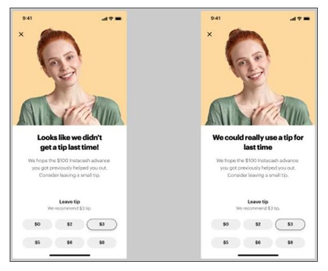 MoneyLion directly pressures its users into leaving tips on top of the fees it charges for its loans
