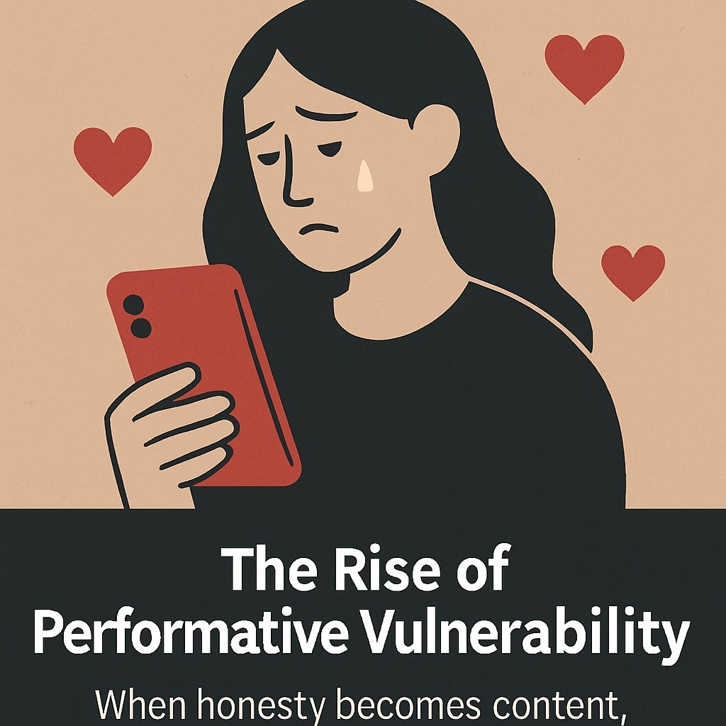 Digital illustration featuring bold capitalized text reading “Not Everything Has to Be Content,” referencing performative vulnerability in leadership and marketing Digital illustration featuring bold capitalized text reading “Not Everything Has to Be Content,” referencing performative vulnerability in leadership and marketing