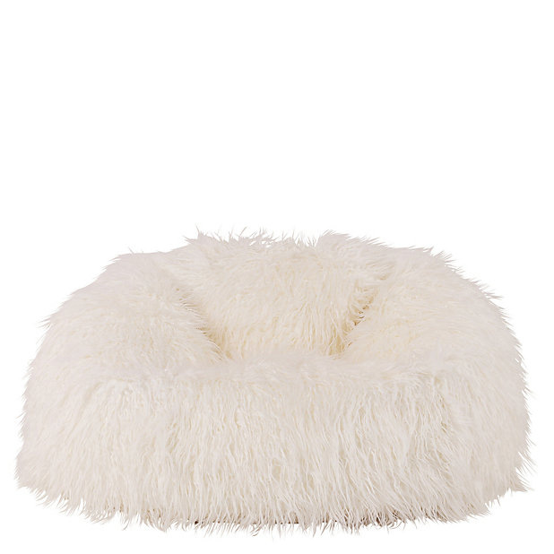 icon Mongolian Classic Faux Fur Bean Bag Chair White | DIY at B&Q