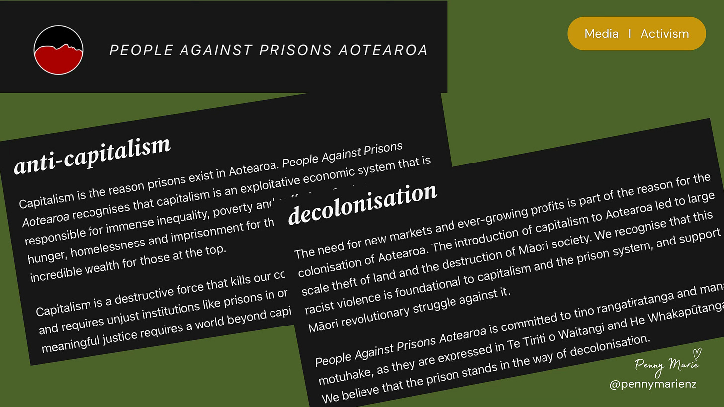 People Against Prisons Aotearoa - anti capitalism anti colonisation