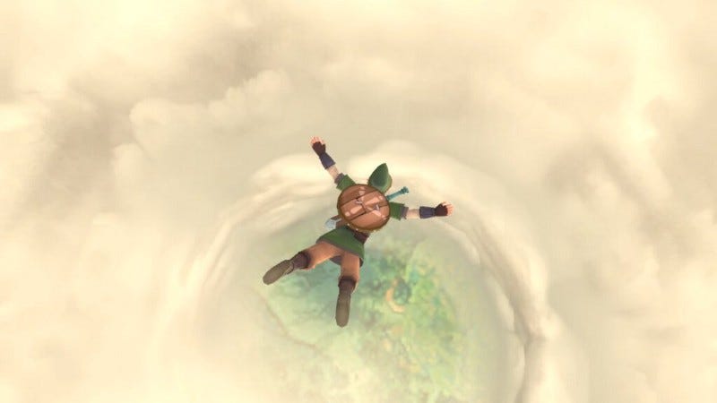 Link jumping down to the surface.