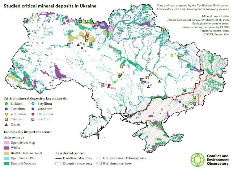 CEOBS map of where Ukraine's minerals are and how much is in areas occupied by Russia. CEOBS map of where Ukraine's minerals are and how much is in areas occupied by Russia.