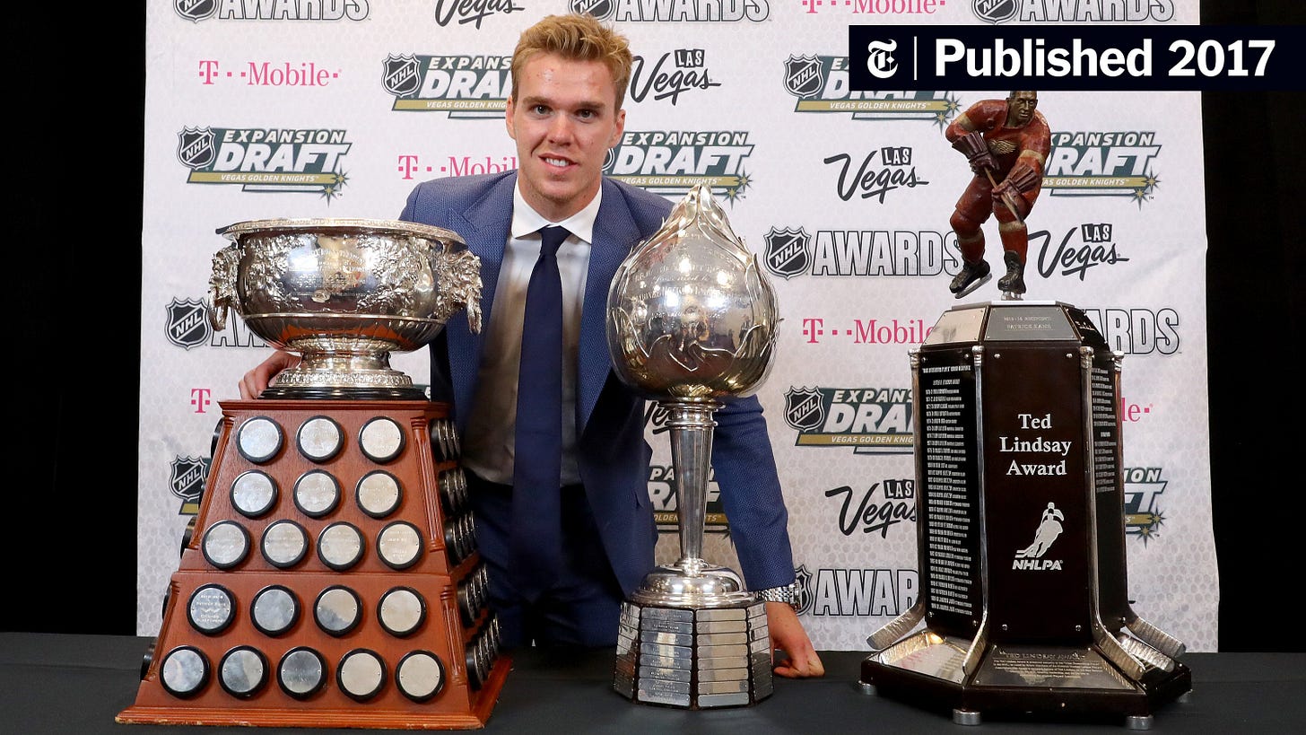 N.H.L.'s Connor McDavid, M.V.P. at 20, Is Still Pursuing His Idol - The New  York Times