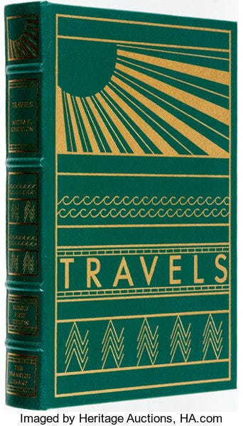 Michael Crichton. SIGNED. Travels. Franklin Library, 1988. Signed | Lot  #91128 | Heritage Auctions