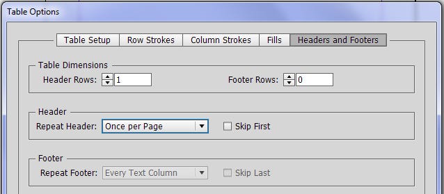 Adding a header row in InDesign. Adding a header row in InDesign.