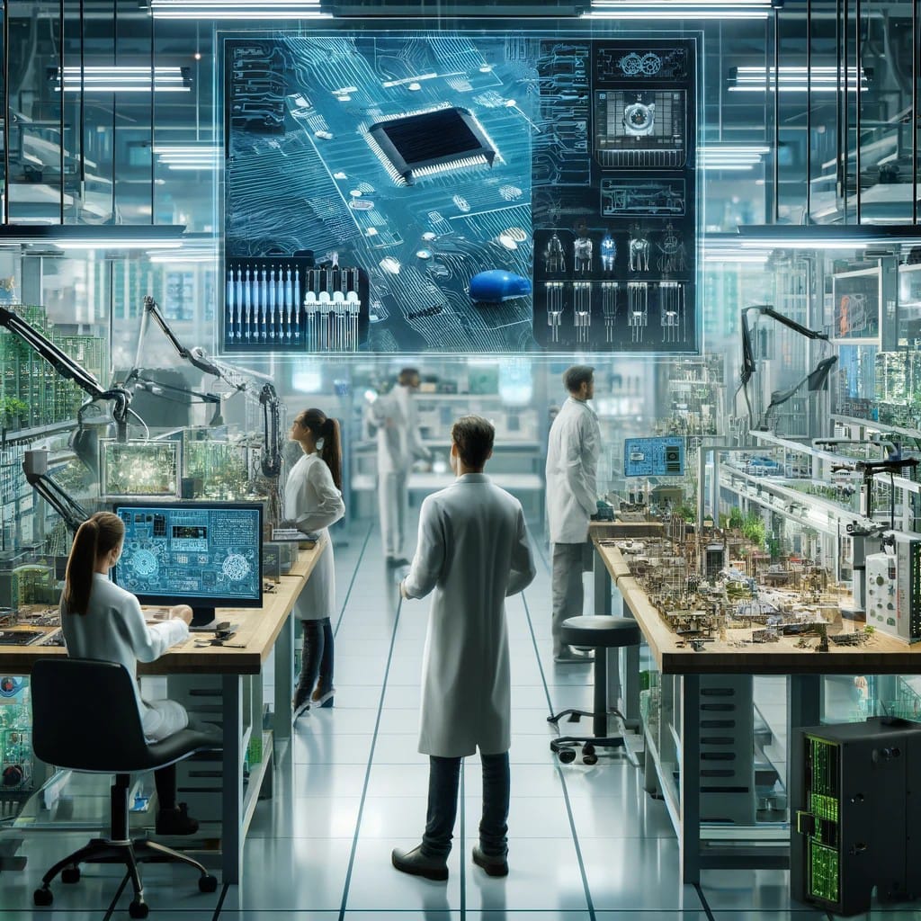 High-tech laboratory showcasing electronic technology