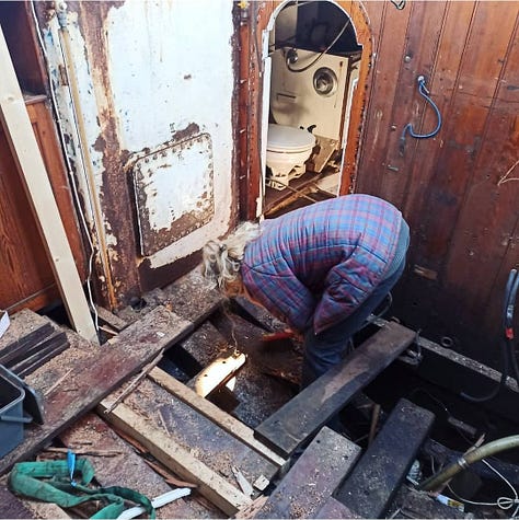 Boat refit, wooden boat building. Danish schooner. Northern Ireland boat building