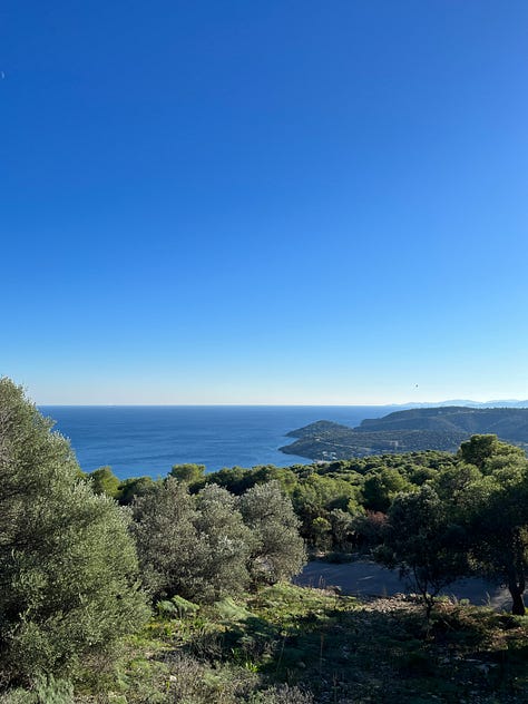 Aegina's blues from high noon to evening, Temple of Aphaia