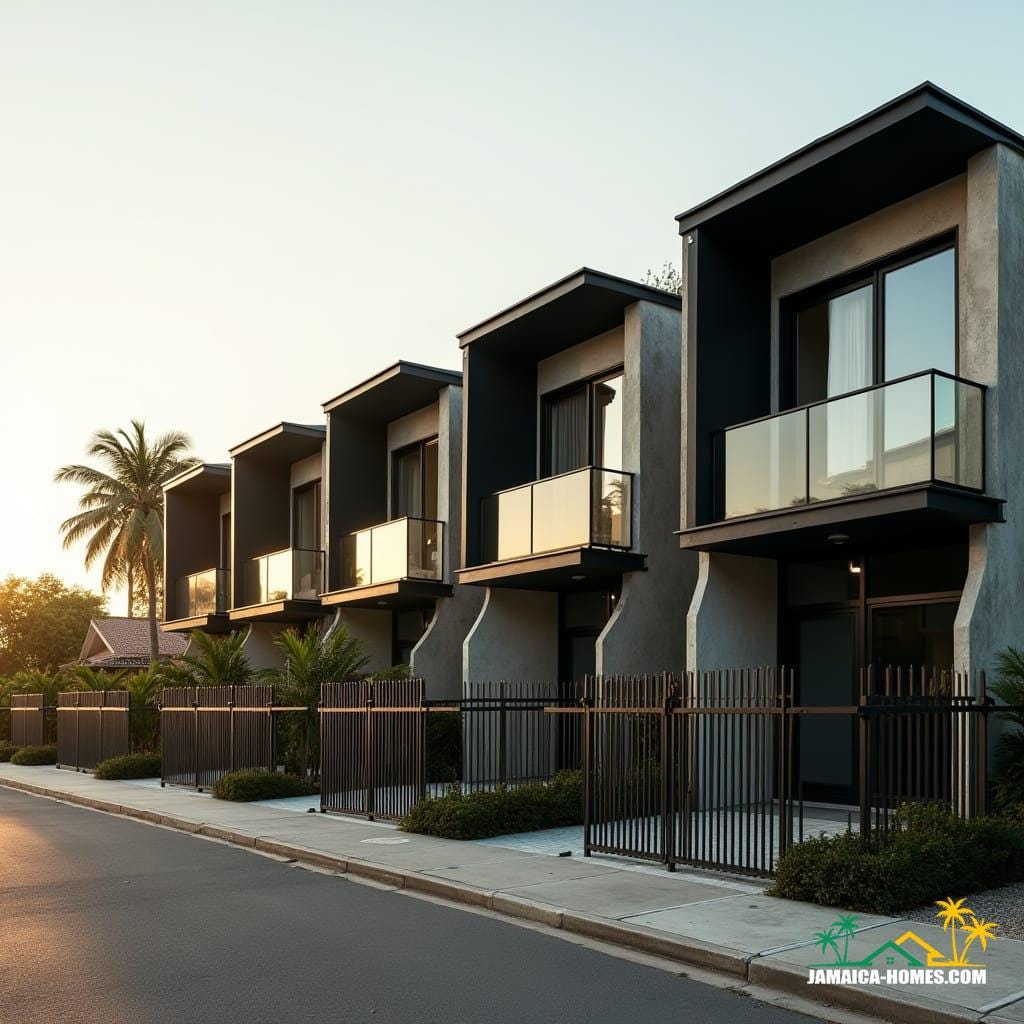 Compact Two-Story Black Glass Townhomes