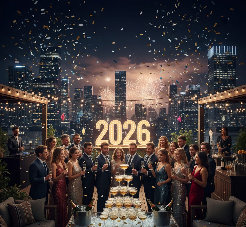 A group of people standing around a table with champagne glasses

AI-generated content may be incorrect.