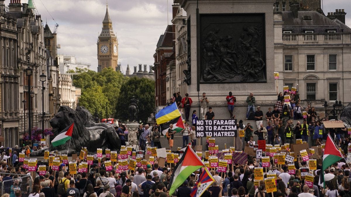 Anti-racism protesters take to UK streets following far-right riots that  swept nation | Euronews