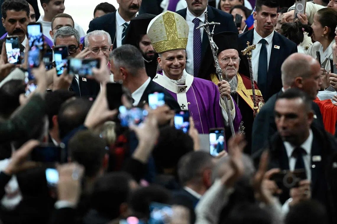 Pope Leo XIV greeting the crowd during the mass in Istanbul on Nov 29. Pope Leo XIV greeting the crowd during the mass in Istanbul on Nov 29.