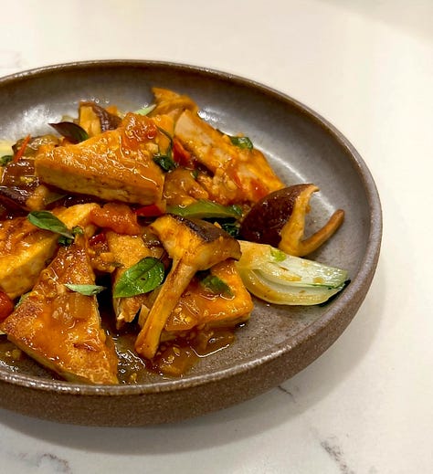 Spicy tomato tofu 3 ways