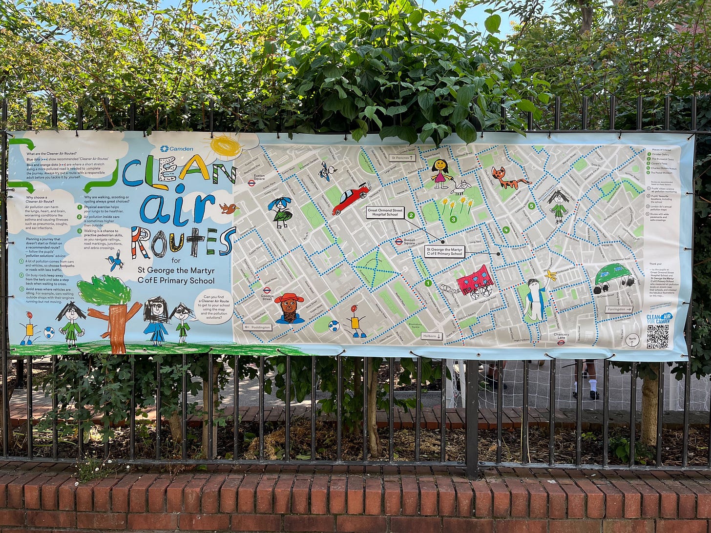 Photo of a banner where school children have learnt about clean air