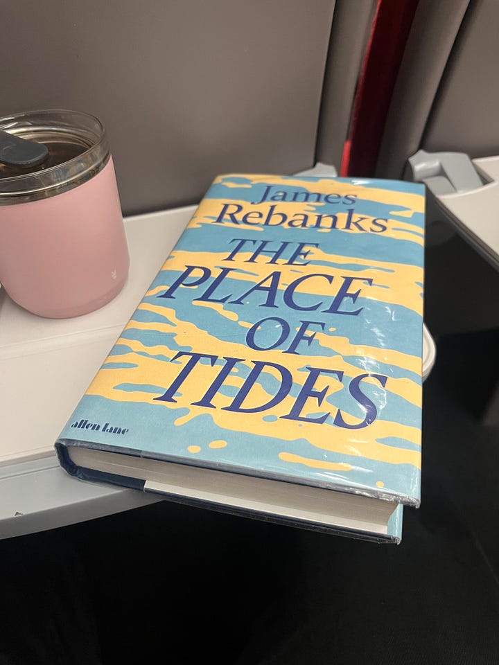 1. Reading The Place of Tides by James Rebanks on an early morning train up to the north of England; 2. Spotting eider ducks in the bay of a Northumberland coastal village in February when running the coastal path.