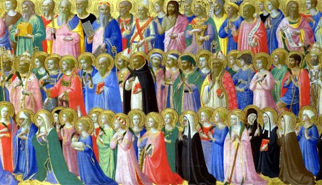 Os Precursores de Cristo com Santos e Mártires, de Fra Angelico, 1423. Fonte: The National Gallery, Londres Os Precursores de Cristo com Santos e Mártires, de Fra Angelico, 1423. Fonte: The National Gallery, Londres