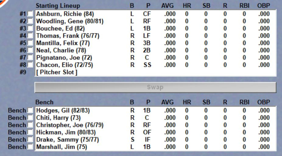 Mets lineup in baseball mogul. 