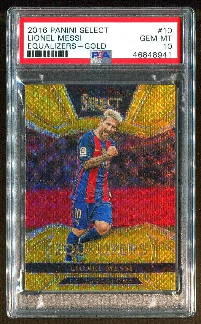 LIONEL MESSI 2016-17 Panini Select Soccer #10 GOLD Prizm 04/10 - PSA 10 - POP 2 - Picture 1 of 3