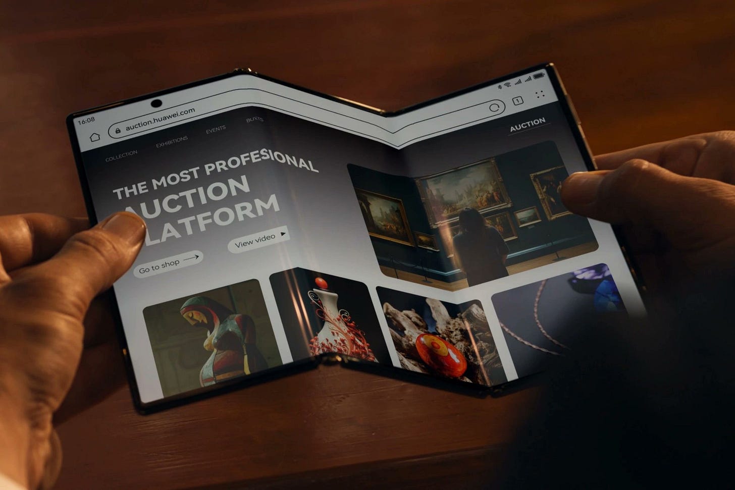 The Huawei Mate XT Ultimate Design being unfolded.