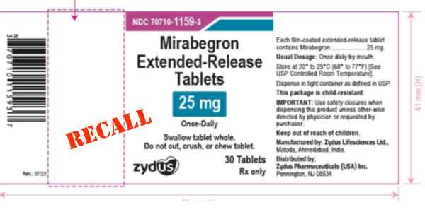 mirabegron recall august 2026