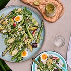 Asparagus, Jersey Royals & broad bean salad with eggs, capers & dill
