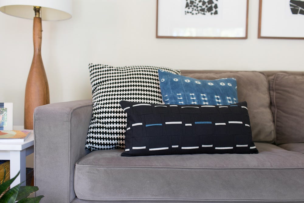 Black + Blue Pathway Pillow - Noodlehead