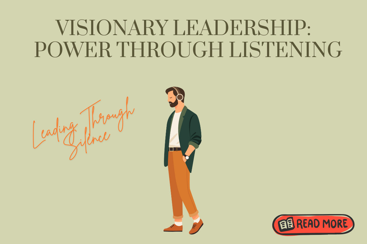Minimalist illustration of a leader wearing headphones, representing the transformative power of listening in modern leadership and silent wisdom. Minimalist illustration of a leader wearing headphones, representing the transformative power of listening in modern leadership and silent wisdom.