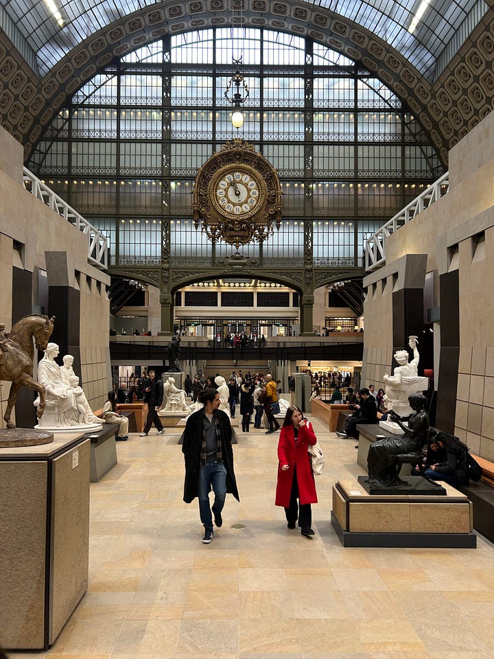 inside musee d'orsay and musee d'orsay clock