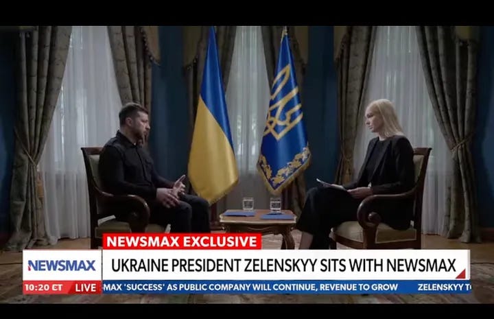 The Newsmax interview with President Zelensky had a potential reach 5.5 times that of the 60 Minutes interview among Republican primary voters.