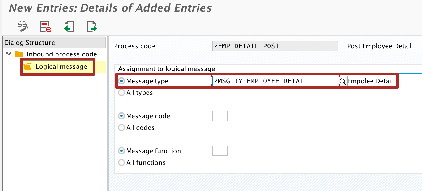 Assign logical Message Type to Process Code Assign logical Message Type to Process Code